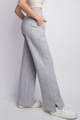 Faith Apparel Women's Drawstring Slit Sweatpants - Full Size Straight Leg Loungewear